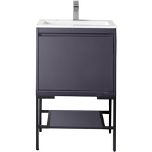 Load image into Gallery viewer, James Martin Milan 23.6&quot; Modern Grey Glossy - Matte Black Single Vanity with Base- James Martin
