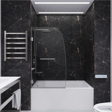 Load image into Gallery viewer, Grand Series 34 in. by 58 in. Frameless Hinged Tub Door in Brushed Nickel- Anzzi