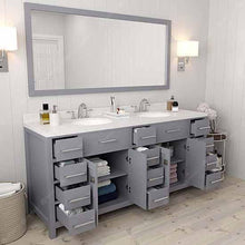 Load image into Gallery viewer, Caroline Parkway 72&quot; Double Sink Dazzle White Quartz Top Vanity with Mirror - Vanity Grace Store - Virtuusa