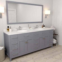 Load image into Gallery viewer, Caroline Parkway 78&quot; Double Sink Dazzle White Quartz Top Vanity with Mirror - Vanity Grace Store - Virtuusa