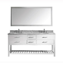 Load image into Gallery viewer, Caroline Estate 72&quot; Double Sink Italian Carrara White Marble Top Vanity with Faucet and Mirror - Vanity Grace Store - Virtuusa
