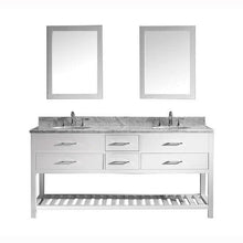 Load image into Gallery viewer, Caroline Estate 72&quot; Double Sink Italian Carrara White Marble Top Vanity with Faucet and Mirrors - Vanity Grace Store - Virtuusa