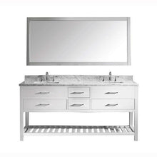 Load image into Gallery viewer, Caroline Estate 72&quot; Double Sink Italian Carrara White Marble Top Vanity with Faucet and Mirror - Vanity Grace Store - Virtuusa
