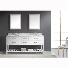 Load image into Gallery viewer, Caroline Estate 72&quot; Double Sink Italian Carrara White Marble Top Vanity with Faucet and Mirrors - Vanity Grace Store - Virtuusa