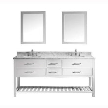 Load image into Gallery viewer, Caroline Estate 72&quot; Double Sink Italian Carrara White Marble Top Vanity with Faucet and Mirrors - Vanity Grace Store - Virtuusa