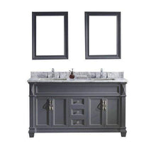 Load image into Gallery viewer, Victoria 60&quot; Double Sink Italian Carrara White Marble Top Vanity with Mirrors - Vanity Grace Store - Virtuusa