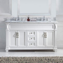 Load image into Gallery viewer, Victoria 60&quot; Double Sink Italian Carrara White Marble Top Vanity - Vanity Grace Store - Virtuusa