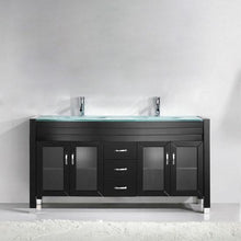 Load image into Gallery viewer, Ava 63&quot; Double Sink Aqua Tempered Glass Top Vanity with Faucet - Vanity Grace Store - Virtuusa
