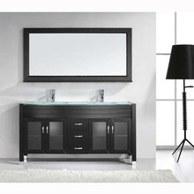 Load image into Gallery viewer, Ava 63&quot; Double Sink Aqua Tempered Glass Top Vanity with Faucet and Mirror - Vanity Grace Store - Virtuusa