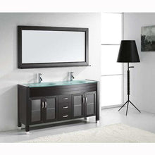 Load image into Gallery viewer, Ava 63&quot; Double Sink Aqua Tempered Glass Top Vanity with Faucet and Mirror - Vanity Grace Store - Virtuusa