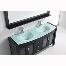 Load image into Gallery viewer, Ava 63&quot; Double Sink Aqua Tempered Glass Top Vanity with Faucet and Mirror - Vanity Grace Store - Virtuusa