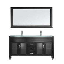 Load image into Gallery viewer, Ava 63&quot; Double Sink Aqua Tempered Glass Top Vanity with Faucet and Mirror - Vanity Grace Store - Virtuusa