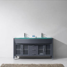 Load image into Gallery viewer, Ava 63&quot; Double Sink Aqua Tempered Glass Top Vanity with Faucet - Vanity Grace Store - Virtuusa