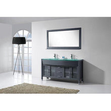 Load image into Gallery viewer, Ava 63&quot; Double Sink Aqua Tempered Glass Top Vanity with Faucet and Mirror - Vanity Grace Store - Virtuusa