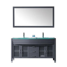Load image into Gallery viewer, Ava 63&quot; Double Sink Aqua Tempered Glass Top Vanity with Faucet and Mirror - Vanity Grace Store - Virtuusa
