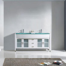 Load image into Gallery viewer, Ava 63&quot; Double Sink Aqua Tempered Glass Top Vanity with Faucet - Vanity Grace Store - Virtuusa