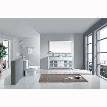 Load image into Gallery viewer, Ava 63&quot; Double Sink Aqua Tempered Glass Top Vanity with Faucet and Mirror - Vanity Grace Store - Virtuusa