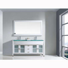 Load image into Gallery viewer, Ava 63&quot; Double Sink Aqua Tempered Glass Top Vanity with Faucet and Mirror - Vanity Grace Store - Virtuusa