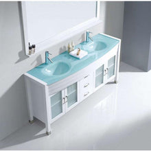 Load image into Gallery viewer, Ava 63&quot; Double Sink Aqua Tempered Glass Top Vanity with Faucet and Mirror - Vanity Grace Store - Virtuusa