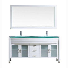 Load image into Gallery viewer, Ava 63&quot; Double Sink Aqua Tempered Glass Top Vanity with Faucet and Mirror - Vanity Grace Store - Virtuusa