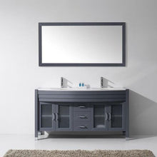 Load image into Gallery viewer, Ava 63&quot; Double Sink White Engineered Stone Top Vanity with Faucet and Mirror - Vanity Grace Store - Virtuusa