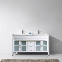 Load image into Gallery viewer, Ava 63&quot; Double Sink White Engineered Stone Top Vanity with Faucet - Vanity Grace Store - Virtuusa