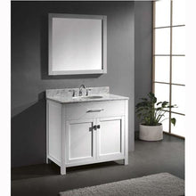Load image into Gallery viewer, Caroline 36" Single Sink Italian Carrara White Marble Top Vanity with Mirror - Vanity Grace Store - Virtuusa