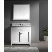Load image into Gallery viewer, Caroline 36" Single Sink Italian Carrara White Marble Top Vanity with Mirror - Vanity Grace Store - Virtuusa