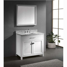 Load image into Gallery viewer, Caroline 36" Single Sink Italian Carrara White Marble Top Vanity with Faucet and Mirror - Vanity Grace Store - Virtuusa