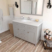 Load image into Gallery viewer, Caroline 48&quot; Single Sink Dazzle White Quartz Top Vanity with Mirror - Vanity Grace Store - Virtuusa