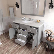 Load image into Gallery viewer, Caroline 48&quot; Single Sink Dazzle White Quartz Top Vanity with Faucet and Mirror - Vanity Grace Store - Virtuusa