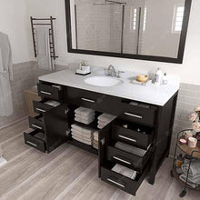 Load image into Gallery viewer, Caroline 60&quot; Single Sink Dazzle White Quartz Top Vanity with Mirror - Vanity Grace Store - Virtuusa