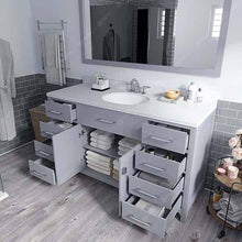 Load image into Gallery viewer, Caroline 60&quot; Single Sink Dazzle White Quartz Top Vanity with Mirror - Vanity Grace Store - Virtuusa