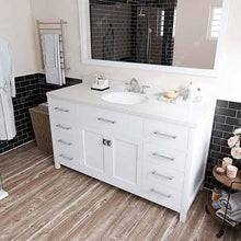 Load image into Gallery viewer, Caroline 60&quot; Single Sink Dazzle White Quartz Top Vanity with Mirror - Vanity Grace Store - Virtuusa