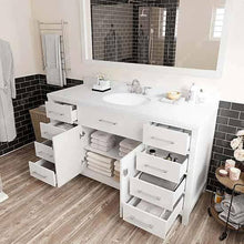 Load image into Gallery viewer, Caroline 60&quot; Single Sink Dazzle White Quartz Top Vanity with Mirror - Vanity Grace Store - Virtuusa