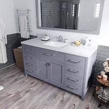 Load image into Gallery viewer, Caroline 60&quot; Single Sink Dazzle White Quartz Top Vanity with Mirror - Vanity Grace Store - Virtuusa