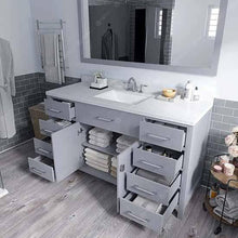 Load image into Gallery viewer, Caroline 60&quot; Single Sink Dazzle White Quartz Top Vanity with Mirror - Vanity Grace Store - Virtuusa