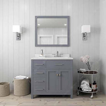 Load image into Gallery viewer, Caroline Parkway 36&quot; Single Sink Dazzle White Quartz Top Vanity with Mirror - Vanity Grace Store - Virtuusa