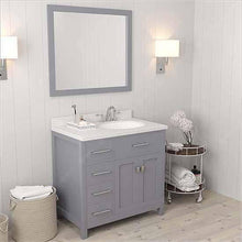 Load image into Gallery viewer, Caroline Parkway 36&quot; Single Sink Dazzle White Quartz Top Vanity with Mirror - Vanity Grace Store - Virtuusa