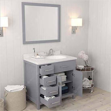 Load image into Gallery viewer, Caroline Parkway 36&quot; Single Sink Dazzle White Quartz Top Vanity with Mirror - Vanity Grace Store - Virtuusa
