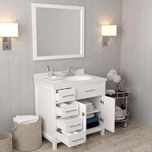 Load image into Gallery viewer, Caroline Parkway 36&quot; Single Sink Dazzle White Quartz Top Vanity with Mirror - Vanity Grace Store - Virtuusa