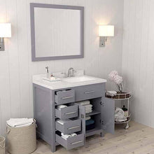 Load image into Gallery viewer, Caroline Parkway 36&quot; Single Sink Dazzle White Quartz Top Vanity with Faucet and Mirror - Vanity Grace Store - Virtuusa