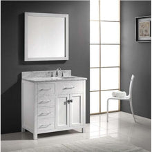Load image into Gallery viewer, Caroline Parkway 36&quot; Single Sink Italian Carrara White Marble Top Vanity with Mirror - Vanity Grace Store - Virtuusa