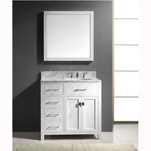 Load image into Gallery viewer, Caroline Parkway 36&quot; Single Sink Italian Carrara White Marble Top Vanity with Faucet and Mirror - Vanity Grace Store - Virtuusa
