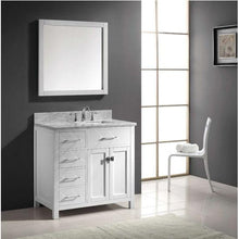 Load image into Gallery viewer, Caroline Parkway 36&quot; Single Sink Italian Carrara White Marble Top Vanity with Mirror - Vanity Grace Store - Virtuusa