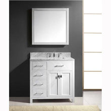 Load image into Gallery viewer, Caroline Parkway 36&quot; Single Sink Italian Carrara White Marble Top Vanity with Mirror - Vanity Grace Store - Virtuusa