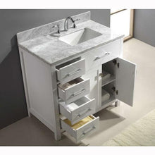 Load image into Gallery viewer, Caroline Parkway 36&quot; Single Sink Italian Carrara White Marble Top Vanity with Faucet and Mirror - Vanity Grace Store - Virtuusa