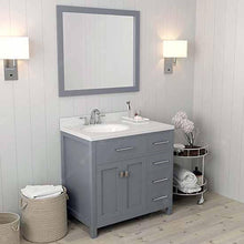 Load image into Gallery viewer, Caroline Parkway 36&quot; Single Sink Dazzle White Quartz Top Vanity with Mirror - Vanity Grace Store - Virtuusa