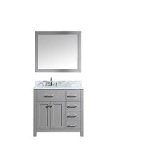 Load image into Gallery viewer, Caroline Parkway 36&quot; Single Sink Italian Carrara White Marble Top Vanity with Faucet and Mirror - Vanity Grace Store - Virtuusa