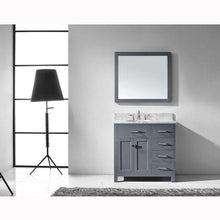 Load image into Gallery viewer, Caroline Parkway 36&quot; Single Sink Italian Carrara White Marble Top Vanity with Faucet and Mirror - Vanity Grace Store - Virtuusa